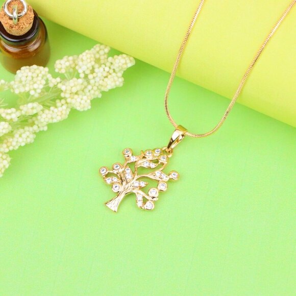 "Tree of Life Rose Gold Pendant with Sparkling Stones, XPPT1217 - Picture 4 of 13